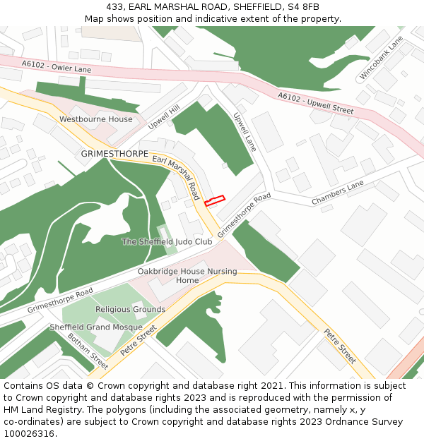 433, EARL MARSHAL ROAD, SHEFFIELD, S4 8FB: Location map and indicative extent of plot