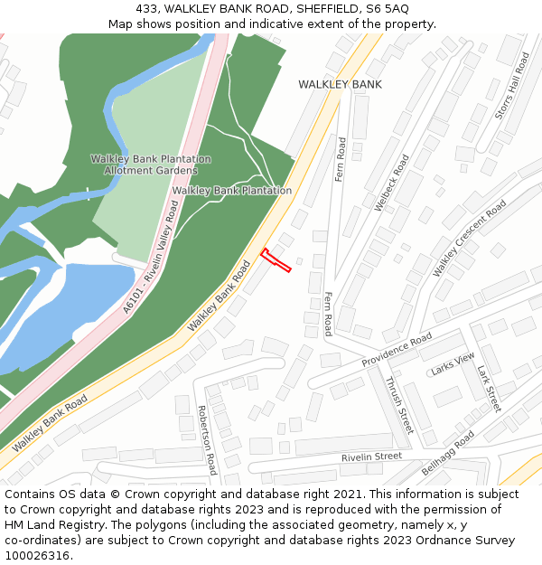 433, WALKLEY BANK ROAD, SHEFFIELD, S6 5AQ: Location map and indicative extent of plot