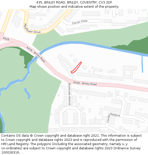 435, BINLEY ROAD, BINLEY, COVENTRY, CV3 2DF: Location map and indicative extent of plot
