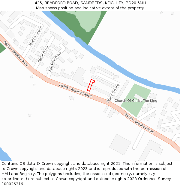 435, BRADFORD ROAD, SANDBEDS, KEIGHLEY, BD20 5NH: Location map and indicative extent of plot