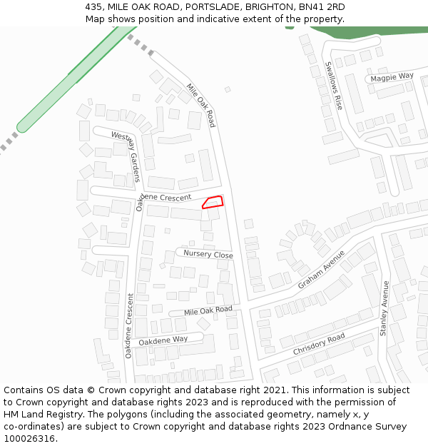 435, MILE OAK ROAD, PORTSLADE, BRIGHTON, BN41 2RD: Location map and indicative extent of plot