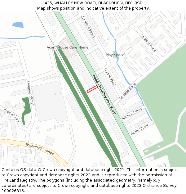 435, WHALLEY NEW ROAD, BLACKBURN, BB1 9SP: Location map and indicative extent of plot