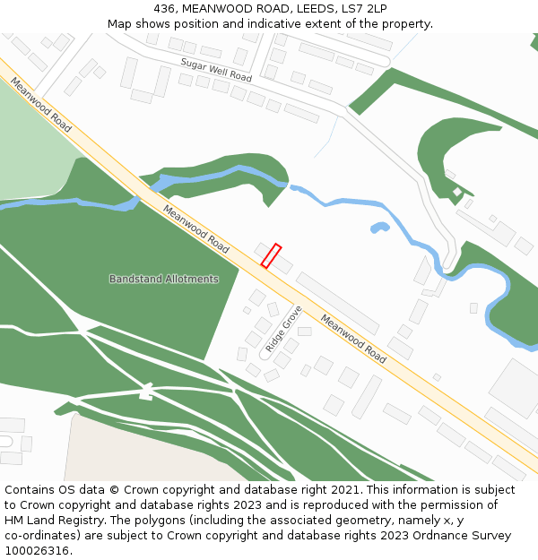 436, MEANWOOD ROAD, LEEDS, LS7 2LP: Location map and indicative extent of plot