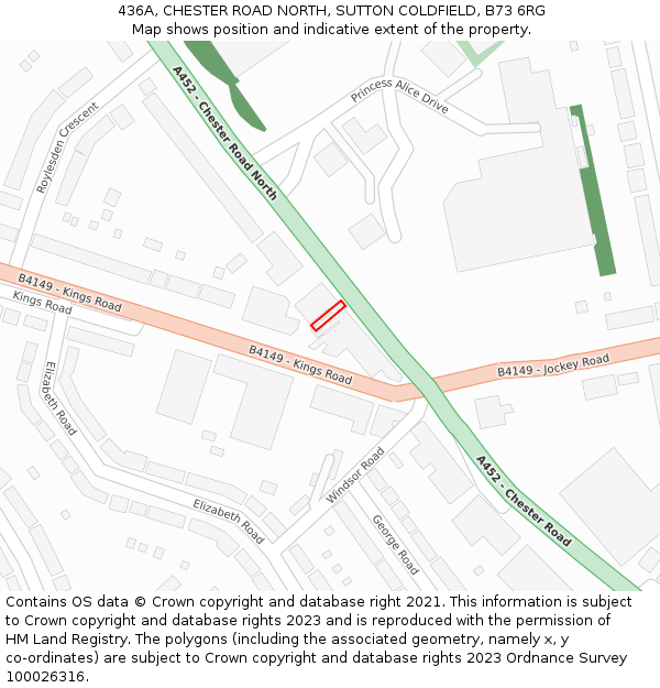 436A, CHESTER ROAD NORTH, SUTTON COLDFIELD, B73 6RG: Location map and indicative extent of plot