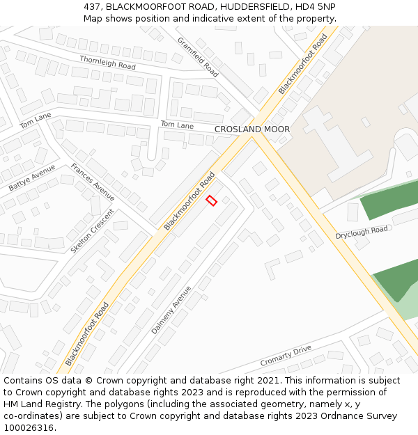 437, BLACKMOORFOOT ROAD, HUDDERSFIELD, HD4 5NP: Location map and indicative extent of plot