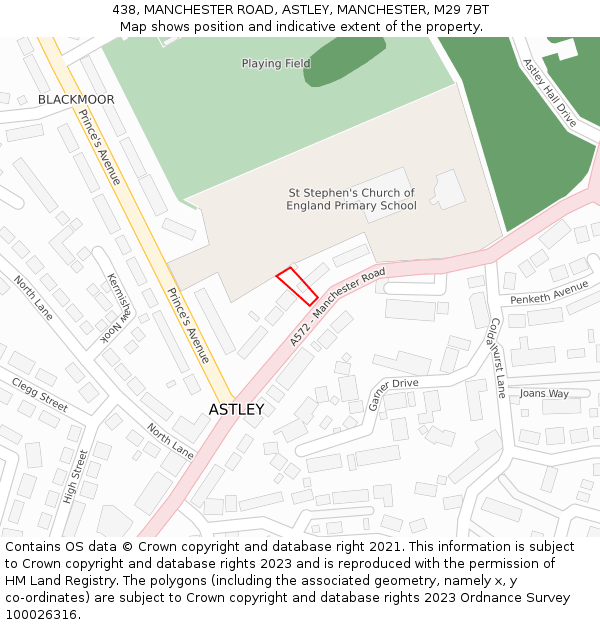 438, MANCHESTER ROAD, ASTLEY, MANCHESTER, M29 7BT: Location map and indicative extent of plot
