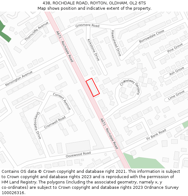 438, ROCHDALE ROAD, ROYTON, OLDHAM, OL2 6TS: Location map and indicative extent of plot