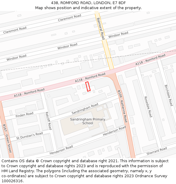 438, ROMFORD ROAD, LONDON, E7 8DF: Location map and indicative extent of plot