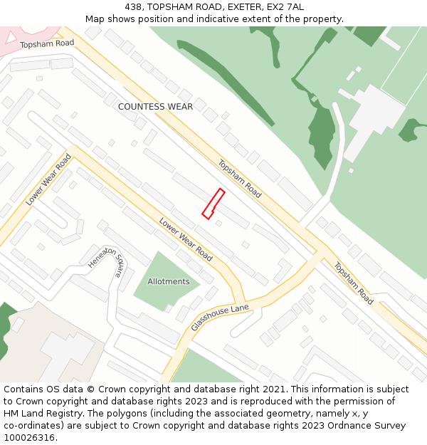 438, TOPSHAM ROAD, EXETER, EX2 7AL: Location map and indicative extent of plot
