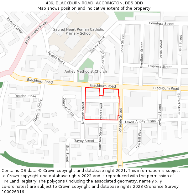 439, BLACKBURN ROAD, ACCRINGTON, BB5 0DB: Location map and indicative extent of plot