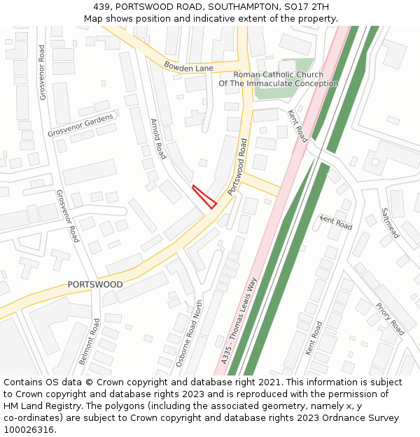 439, PORTSWOOD ROAD, SOUTHAMPTON, SO17 2TH: Location map and indicative extent of plot