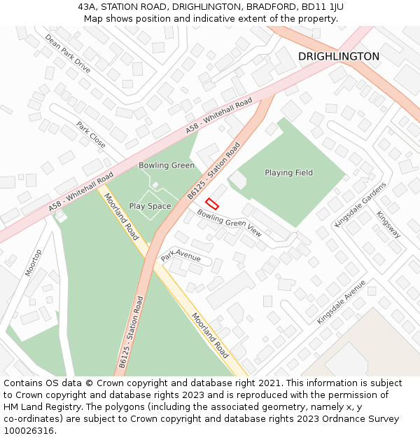 43A, STATION ROAD, DRIGHLINGTON, BRADFORD, BD11 1JU: Location map and indicative extent of plot