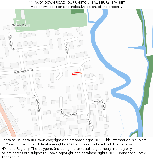 44, AVONDOWN ROAD, DURRINGTON, SALISBURY, SP4 8ET: Location map and indicative extent of plot