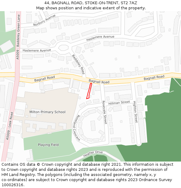 44, BAGNALL ROAD, STOKE-ON-TRENT, ST2 7AZ: Location map and indicative extent of plot