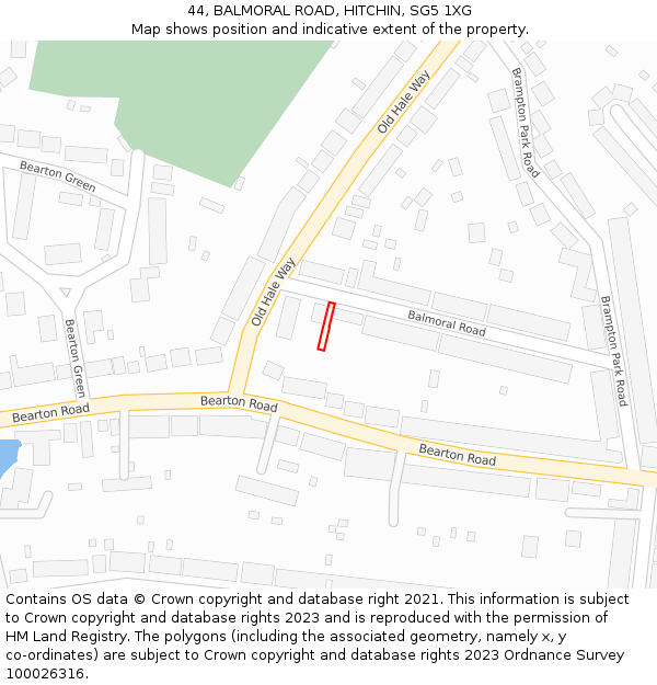 44, BALMORAL ROAD, HITCHIN, SG5 1XG: Location map and indicative extent of plot