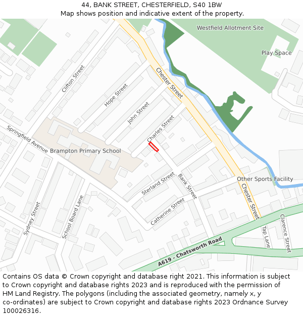 44, BANK STREET, CHESTERFIELD, S40 1BW: Location map and indicative extent of plot