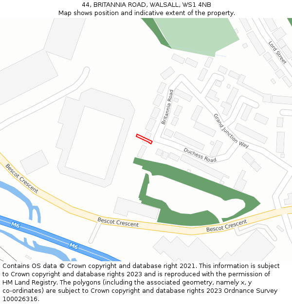 44, BRITANNIA ROAD, WALSALL, WS1 4NB: Location map and indicative extent of plot
