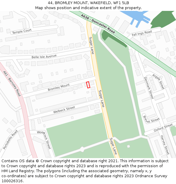 44, BROMLEY MOUNT, WAKEFIELD, WF1 5LB: Location map and indicative extent of plot