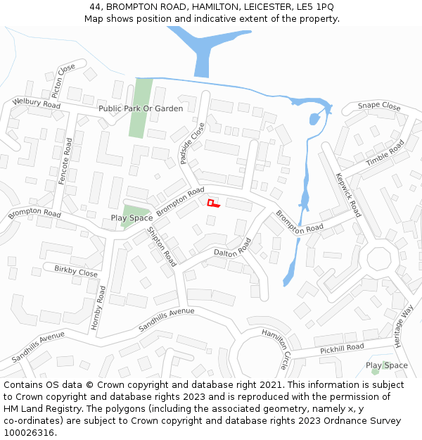 44, BROMPTON ROAD, HAMILTON, LEICESTER, LE5 1PQ: Location map and indicative extent of plot