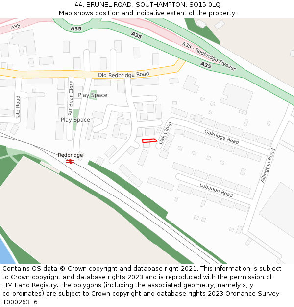 44, BRUNEL ROAD, SOUTHAMPTON, SO15 0LQ: Location map and indicative extent of plot