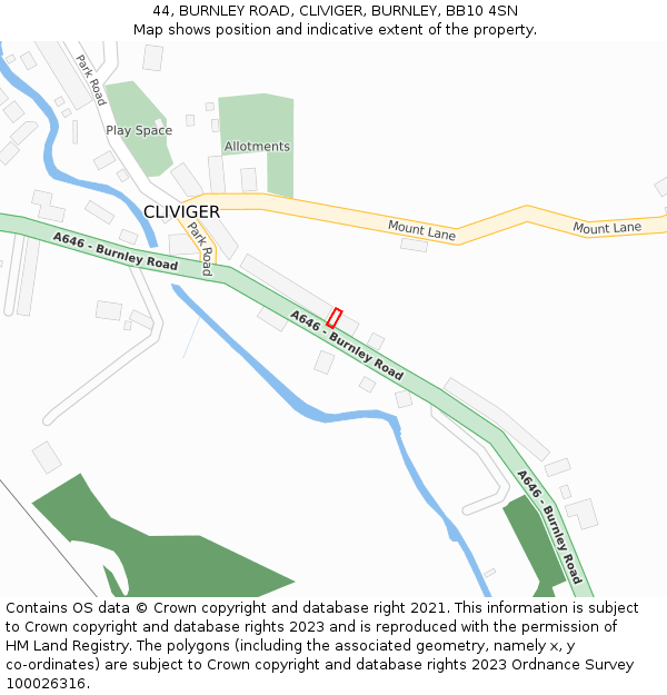 44, BURNLEY ROAD, CLIVIGER, BURNLEY, BB10 4SN: Location map and indicative extent of plot