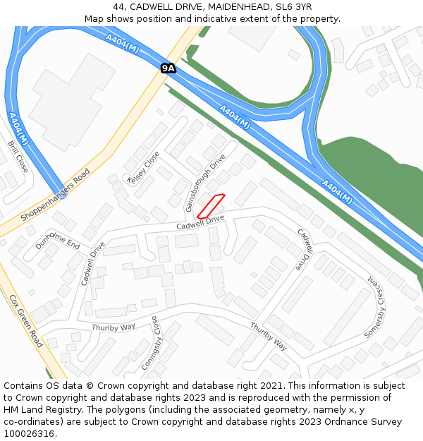 44, CADWELL DRIVE, MAIDENHEAD, SL6 3YR: Location map and indicative extent of plot