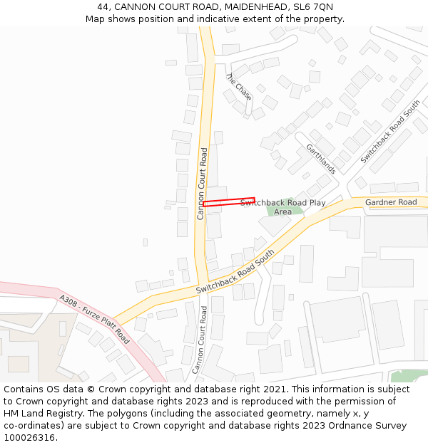 44, CANNON COURT ROAD, MAIDENHEAD, SL6 7QN: Location map and indicative extent of plot