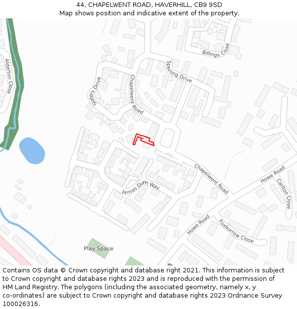 44, CHAPELWENT ROAD, HAVERHILL, CB9 9SD: Location map and indicative extent of plot