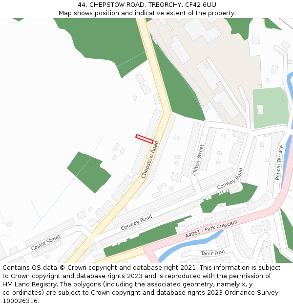 44, CHEPSTOW ROAD, TREORCHY, CF42 6UU: Location map and indicative extent of plot