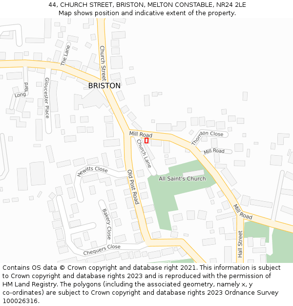 44, CHURCH STREET, BRISTON, MELTON CONSTABLE, NR24 2LE: Location map and indicative extent of plot