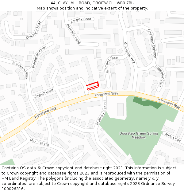 44, CLAYHALL ROAD, DROITWICH, WR9 7RU: Location map and indicative extent of plot