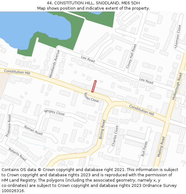 44, CONSTITUTION HILL, SNODLAND, ME6 5DH: Location map and indicative extent of plot