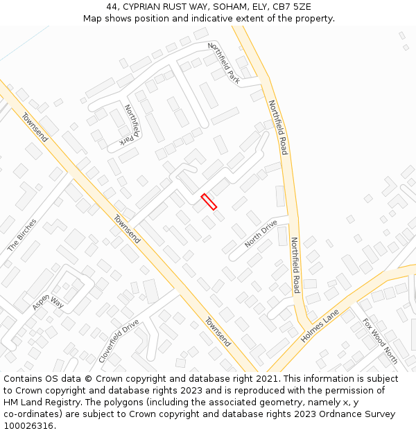 44, CYPRIAN RUST WAY, SOHAM, ELY, CB7 5ZE: Location map and indicative extent of plot
