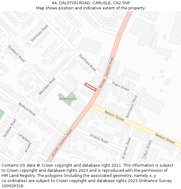 44, DALSTON ROAD, CARLISLE, CA2 5NP: Location map and indicative extent of plot