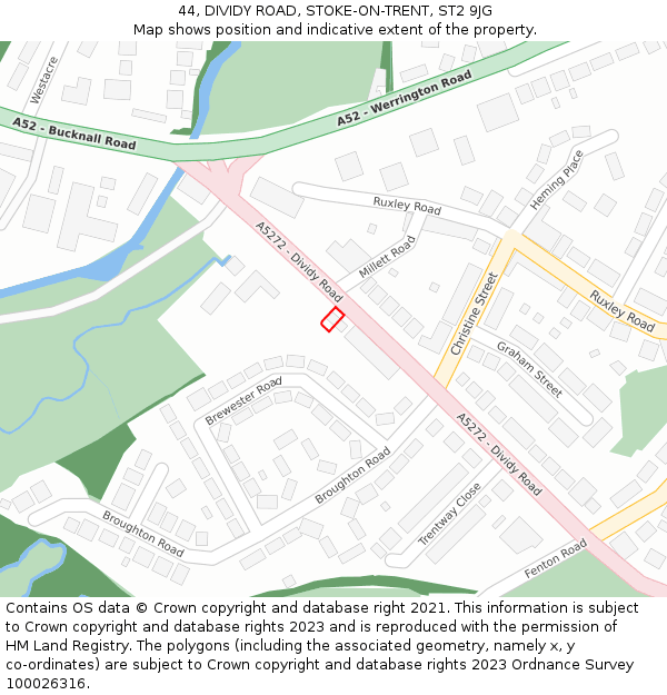 44, DIVIDY ROAD, STOKE-ON-TRENT, ST2 9JG: Location map and indicative extent of plot