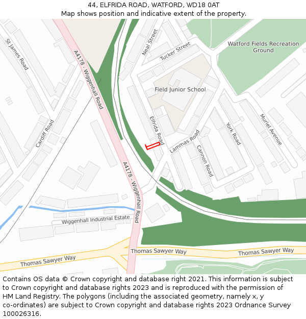 44, ELFRIDA ROAD, WATFORD, WD18 0AT: Location map and indicative extent of plot