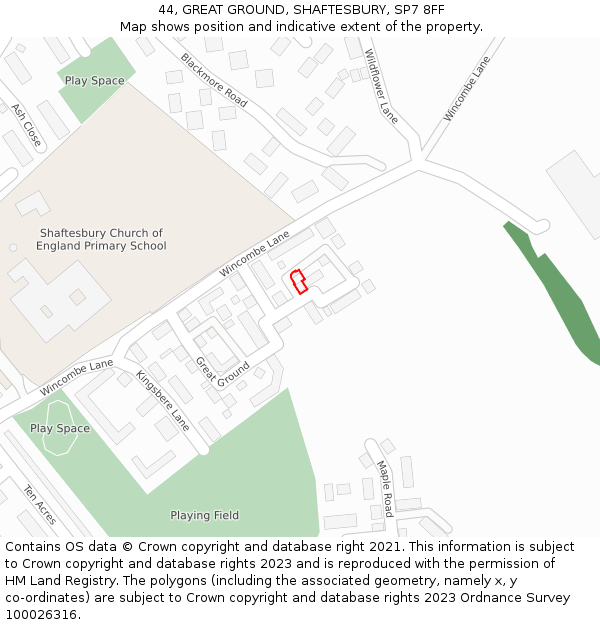 44, GREAT GROUND, SHAFTESBURY, SP7 8FF: Location map and indicative extent of plot