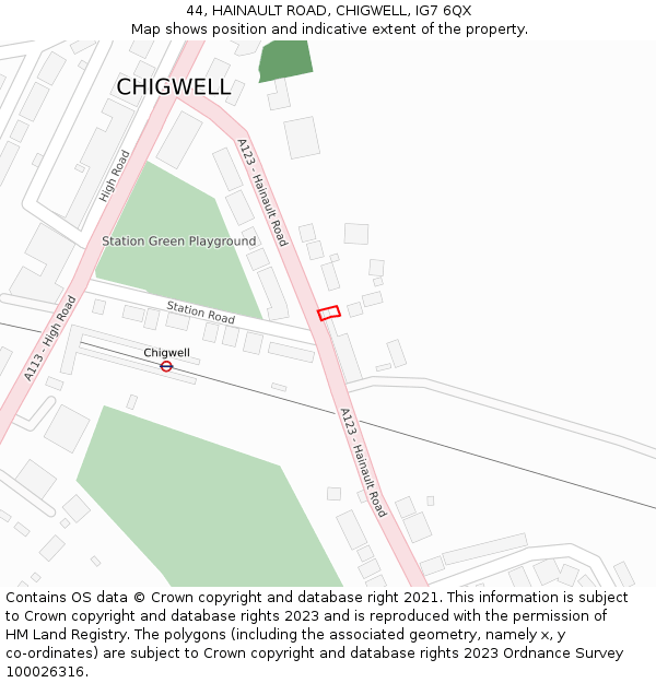 44, HAINAULT ROAD, CHIGWELL, IG7 6QX: Location map and indicative extent of plot