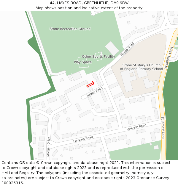 44, HAYES ROAD, GREENHITHE, DA9 9DW: Location map and indicative extent of plot