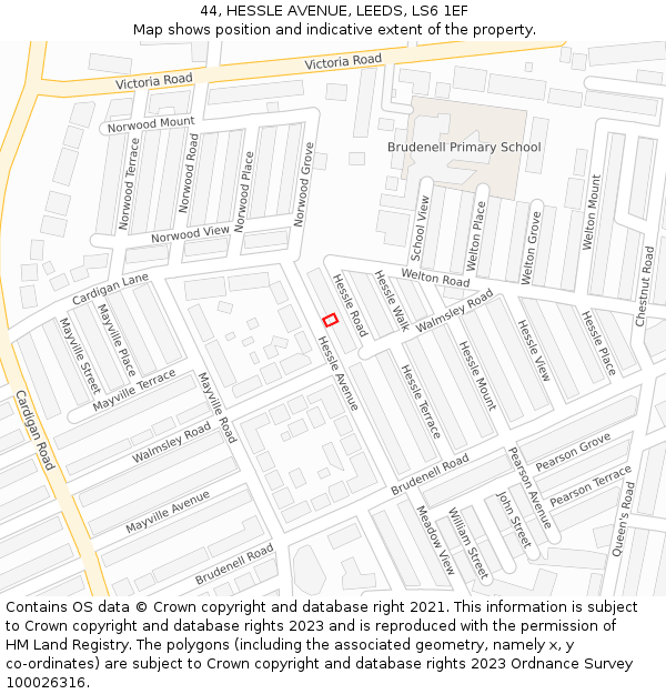 44, HESSLE AVENUE, LEEDS, LS6 1EF: Location map and indicative extent of plot