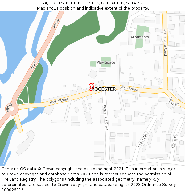 44, HIGH STREET, ROCESTER, UTTOXETER, ST14 5JU: Location map and indicative extent of plot
