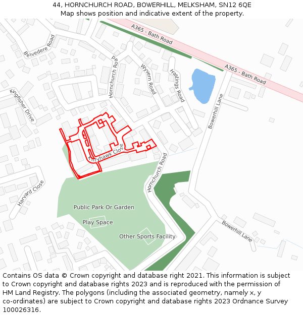 44, HORNCHURCH ROAD, BOWERHILL, MELKSHAM, SN12 6QE: Location map and indicative extent of plot