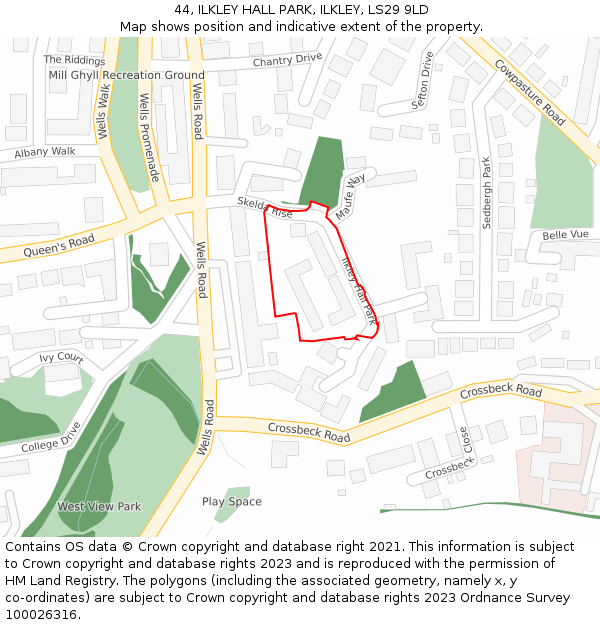 44, ILKLEY HALL PARK, ILKLEY, LS29 9LD: Location map and indicative extent of plot