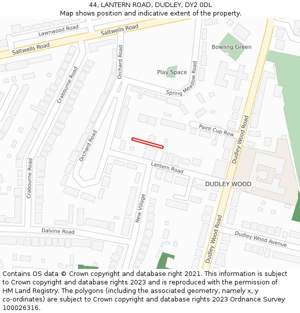 44, LANTERN ROAD, DUDLEY, DY2 0DL: Location map and indicative extent of plot