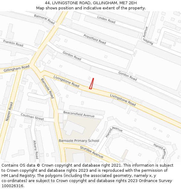 44, LIVINGSTONE ROAD, GILLINGHAM, ME7 2EH: Location map and indicative extent of plot