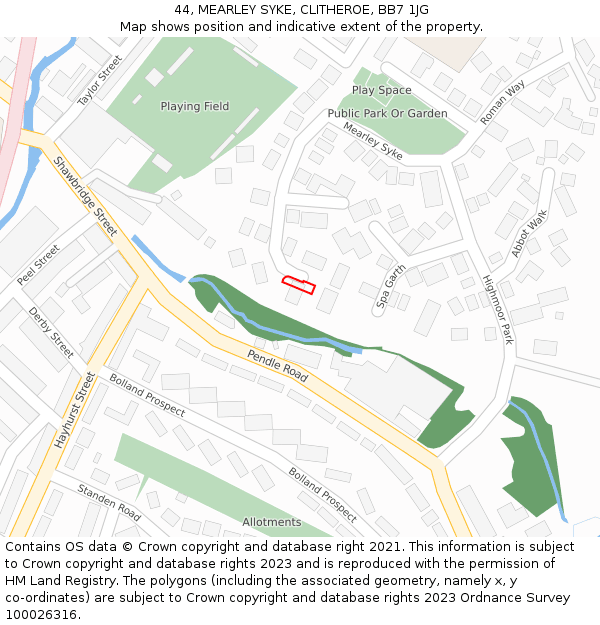 44, MEARLEY SYKE, CLITHEROE, BB7 1JG: Location map and indicative extent of plot