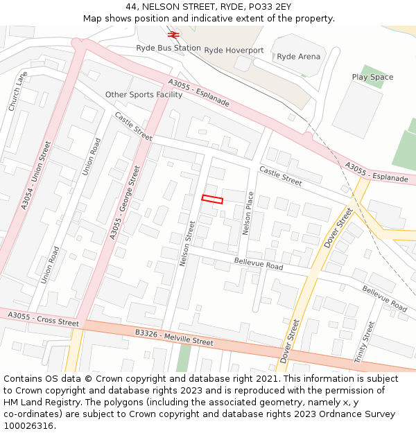44, NELSON STREET, RYDE, PO33 2EY: Location map and indicative extent of plot