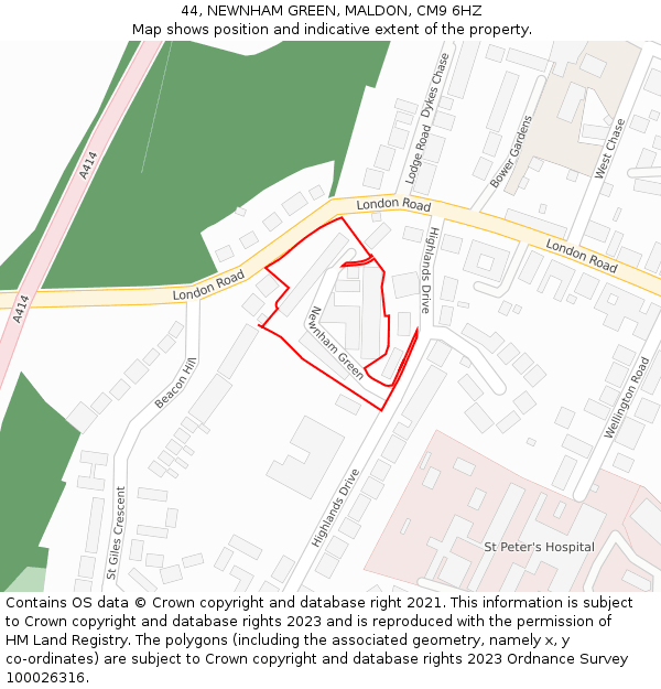 44, NEWNHAM GREEN, MALDON, CM9 6HZ: Location map and indicative extent of plot