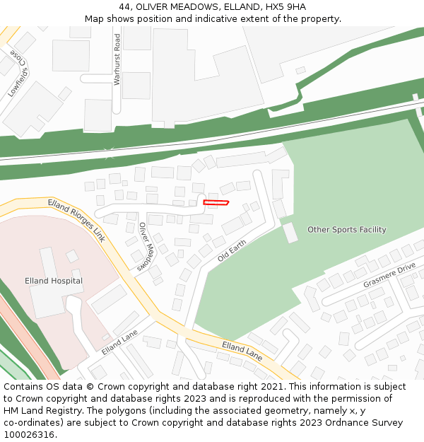 44, OLIVER MEADOWS, ELLAND, HX5 9HA: Location map and indicative extent of plot