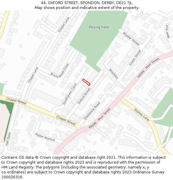 44, OXFORD STREET, SPONDON, DERBY, DE21 7JL: Location map and indicative extent of plot